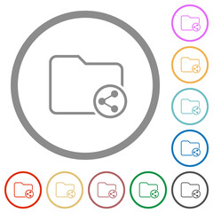 Directory share outline flat icons with outlines