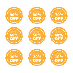 Set of labels, Sale labels, Orange labels