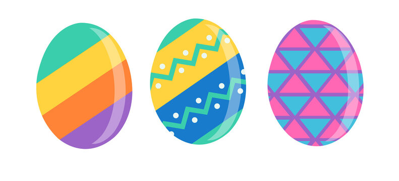 Vector Set of Easter eggs colorful images with patterns	