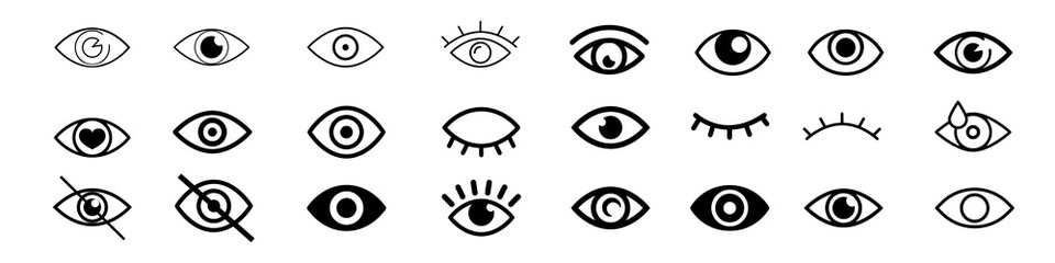 Obraz premium Eye vector icon set. visibility illustration sign collection. vision symbol. eyesight logo.