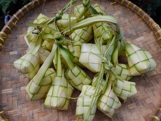 Ketupat made from young coconut leaves for the celebration of Eid al-Adha in Indonesia on 10 July 2022