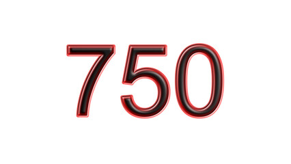 red 750 number 3d effect white background