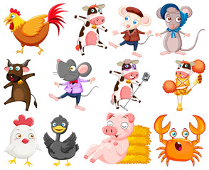 Cute animals with happy smile