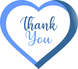 thank you sentence in blue love icon