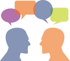 two head icons with bubbles on them