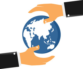 globe in the middle of two hands