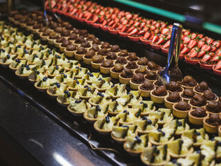 desserts at the buffet in a restaurant