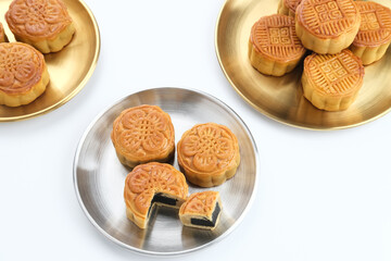 Moon Cake, traditional Chinese snack popular during the mid-autumn festival. 
