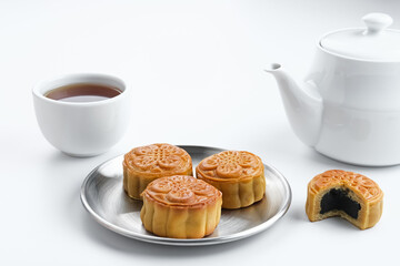 Moon Cake, traditional Chinese snack popular during the mid-autumn festival. 
