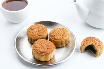 Moon Cake, traditional Chinese snack popular during the mid-autumn festival. 
