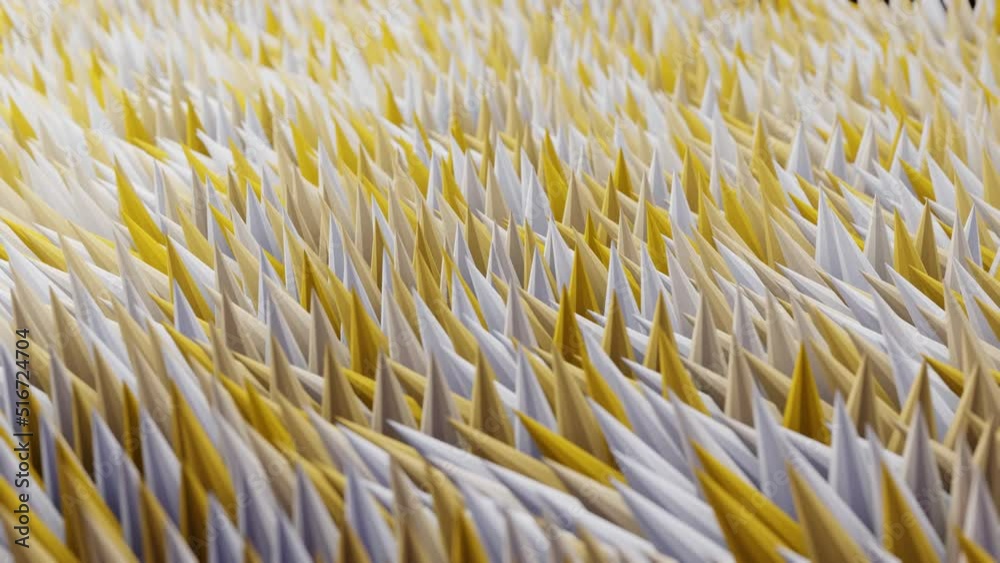 Poster Beautiful Abstract yellow shiny line relax,  background. Starburst dynamic rings. 3d rendering illustration Background pattern for design. Loops video.