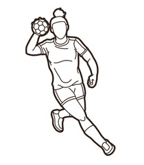 Handball Sport Female Player Action Graphic Vector