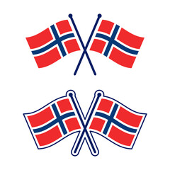 交差したノルウェー国旗のアイコンセット