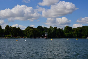 Fototapeta na wymiar Panorama at Lake Maschsee in Hannover, the Capital City of Lower Saxony