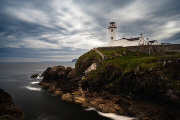 Fototapeta na wymiar long exposure view of Fanad Head Lighthouse and Peninsula on the northern coast of Ireland