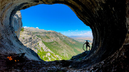 cave exploration adventure and successful summit climb