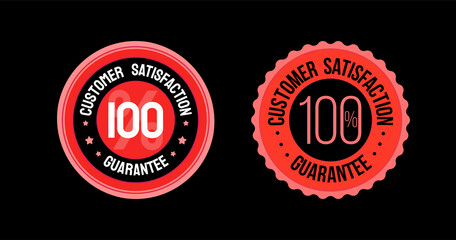 100 percent Customer Satisfy Guarantee Label Stamp Seal Vector Flat style Red Color. Satisfaction tag.