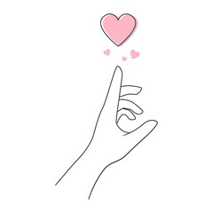 Hands hold the pink heart symbol. Vector illustration isolated on white background