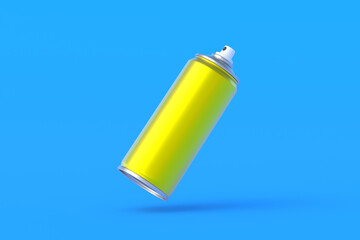 Flying metallic can of spray paint. Hairspray or lacquer. Disinfectant sprayer. Renovation equipment. Gas in aerosol container. Tool for street art. 3d illustration