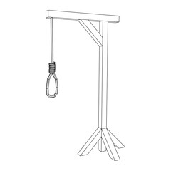 Gallows with Hanging rope. Place of execution in the Middle Ages