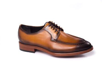 perfect man leather shoes on white background