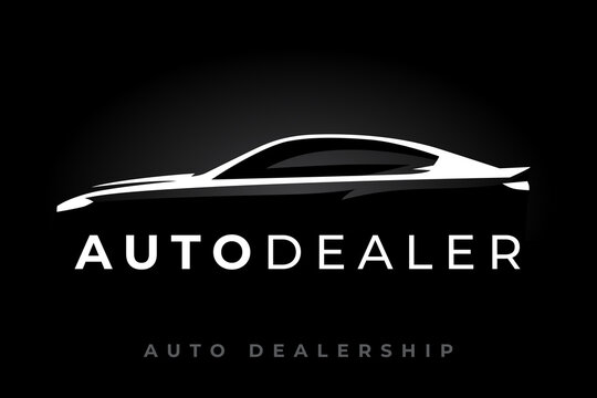 Sports vehicle silhouette logo. Motor car dealer emblem. Auto garage icon. Automotive dealership symbol. Vector illustration.