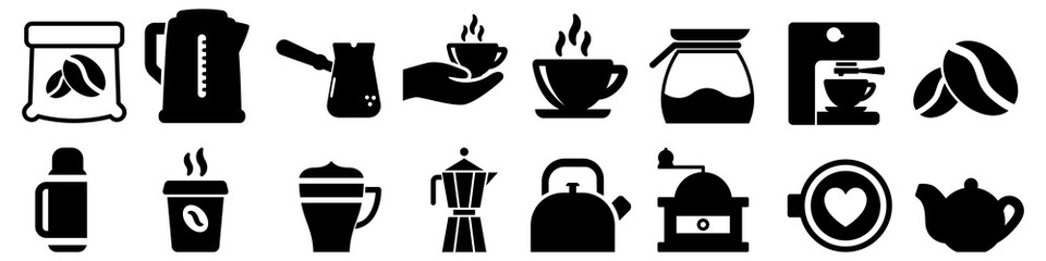 Coffee icon vector set. breakfast illustration sign collection. moka symbol.