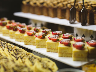 desserts at the buffet in a restaurant