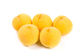 Yellow peach isolated on white background.