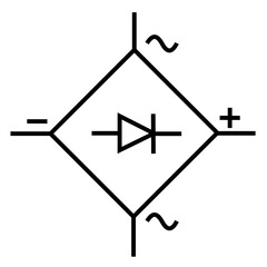 diode bridge rectifier symbol - electronic symbol with black color isolated on white