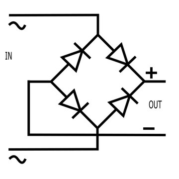 diode bridge rectifier symbol - electronic symbol with black color isolated on white