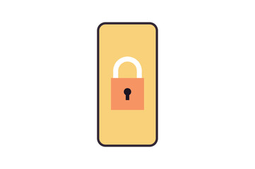 Locked smartphone screen and padlock mobile account concept flat vector illustration.
