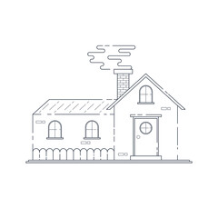 Outline home on isolated background, Vector illustration.
