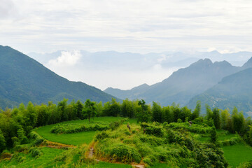 photo of rural terraced fields, China, Zhejiang Province