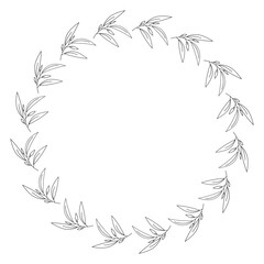 Doodle floral, line and leaf circle frames. illustration vector