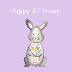 greeting card with watercolour bunny