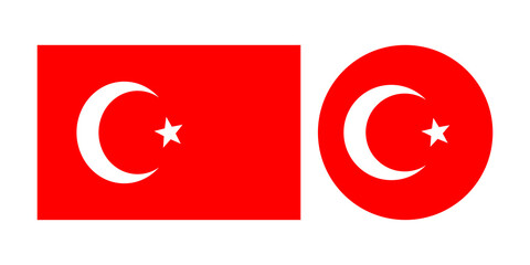 Turkish flag. Turkey icon in a circle. Region emblem vector button.