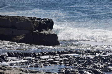 Aran Islands in Ireland and their sea in a very windy day