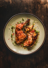 Roasted chicken and burnt cabbage