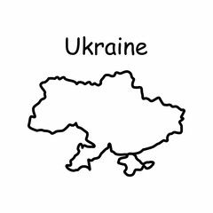 Silhouette map of Ukraine. High quality vector map of European state of Ukraine. Flat. Vector illustration