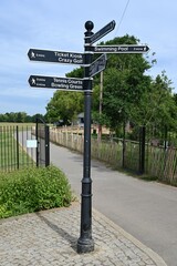 Sign post showing where pastimes are in Tonbridge, Kent. 