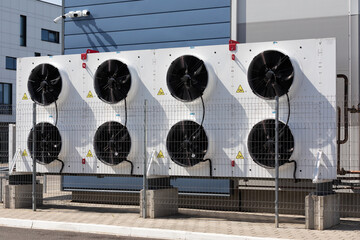 industrial air conditioner units outside the building