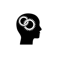 Gears in the head icon isolated on white background