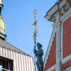Fototapeta premium City centre of Old Town of Riga. Blackhead house. St. Peter`s Church.