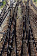 Obraz premium Train rails. Railroad tracks. Freigh transportation