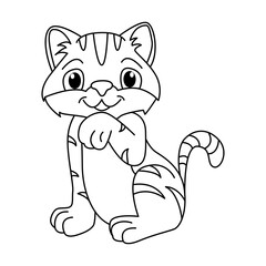 Cute cat cartoon coloring page illustration vector. For kids coloring book.