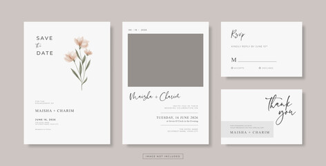 Fototapeta na wymiar Set of simple and elegant wedding card template