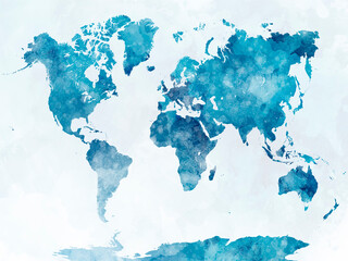Fototapeta premium Watercolor world map