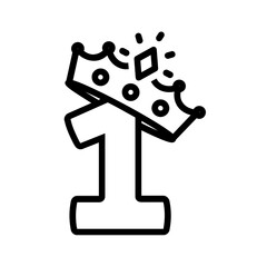 Black line icon for Number 1