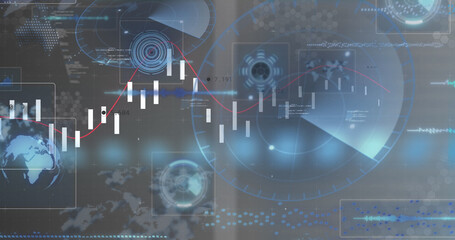 Image of data processing and moving screens